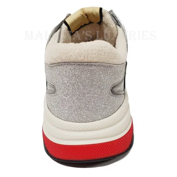 GUCCI SNEAKERS MENS ULTRAPACE SILVER LEATHER SHOES w LOGO